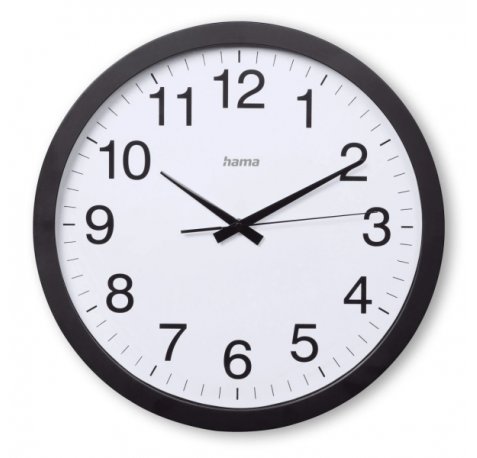 Hama Aruba Reloj de Pared Analogico - Silencioso - Funciona con 1 Pila AA - 40x5cm - Color Negro