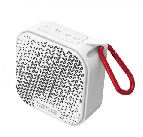 Hama Altavoz Portatil - Potencia 3.5W - Bluetooth - Autonomia hasta 14h - USB-C - Bateria 1050mAh - IP67 - Rango 10m - 8.4x8.4x3.8cm - Color Blanco