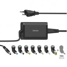 Hama Essential Fuente de Alimentacion Universal para Portatil - Potencia 45W - Voltaje 15-19V - Cable de Entrada 1.2m - Cable de Salida 1.15m - Color Negro