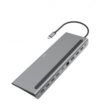 Hama Hub USB 3.2 - Cable USB-C - LAN Ethernet 1Gbps - DisplayPort - HDMI - USB-A - USB-C - Color Gris