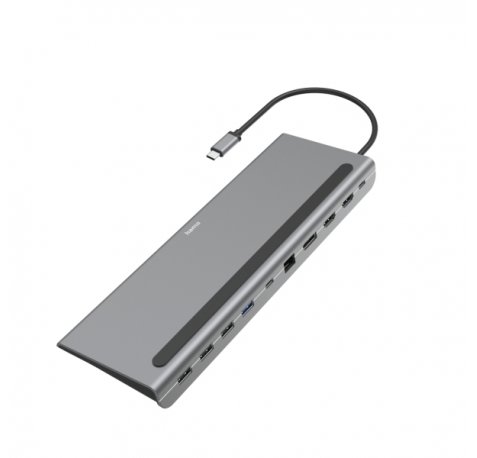 Hama Hub USB 3.2 - Cable USB-C - LAN Ethernet 1Gbps - DisplayPort - HDMI - USB-A - USB-C - Color Gris