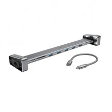Hama Connect2Office Basic Hub USB 3.2 y Soporte - Potencia Maxima 100W - Power Delivery - Cable USB-C de 20cm - LAN Ethernet 1Gbps - Tarjeta SD - Micro-SD - HDMI 4K - USB-C - 4x USB-A - Color Gris