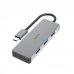 Hama Essential Hub USB 3.2 - Cable USB-C Integrado de 15cm - USB-C - 3x USB-A - Color Gris
