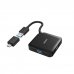 Hama Essential Hub USB 3.2 - Cable USB-A Integrado de 15cm - Adapatador USB-C - 4x USB-A - Color Negro