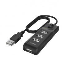 Hama Essential Hub USB 2.0 - Cable USB-A Integrado de 1.8m - 4x USB-A - Color Negro