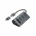 Hama Essential Hub USB 3.2 - Cable USB-A Integrado - Adapatador USB-C - Tarjeta SD - Tarjeta Micro-SD - 3x USB-A - Color Negro y Gris