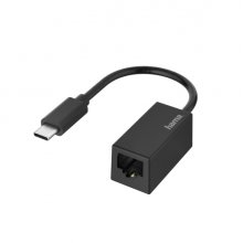 Hama Adaptador de Red - USB-C Macho - Ethernet RJ45 Hembra - Color Negro