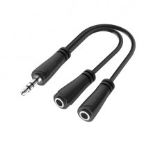 Hama Essential Cable Adaptador de Audio - 0.15m - 2x Jack Hembra de 3.5mm - Jack Macho de 3.5mm - Estereo - Color Negro