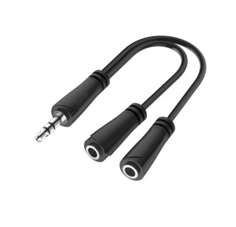 Hama Essential Cable Adaptador de Audio - 0.15m - 2x Jack Hembra de 3.5mm - Jack Macho de 3.5mm - Estereo - Color Negro