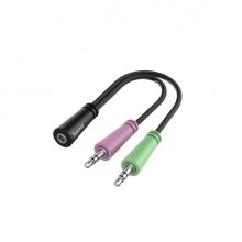 Hama Essential Cable Adaptador de Audio - 0.15m - 2x Jack Macho de 3.5mm - Jack Hembra de 3.5mm - Color Negro