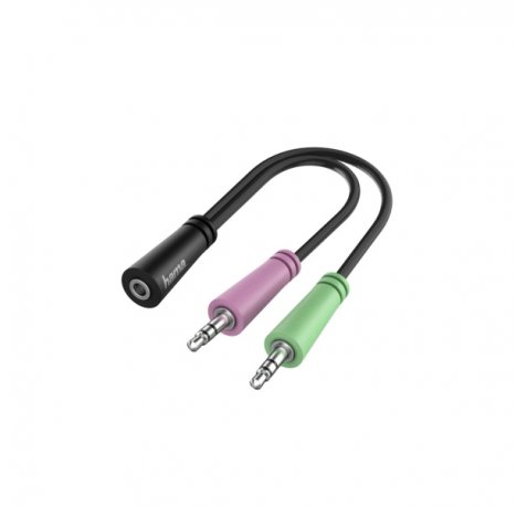 Hama Essential Cable Adaptador de Audio - 0.15m - 2x Jack Macho de 3.5mm - Jack Hembra de 3.5mm - Color Negro