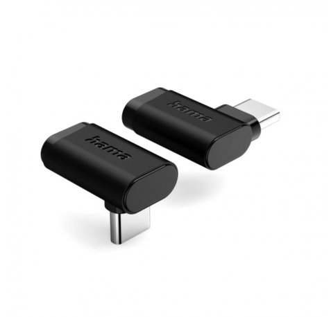 Hama Essential Adaptador USB-C Acodado 90Âº - Potencia hasta 240W - Velocidad hasta 10Gbit/s - Power Delivery - Color Negro