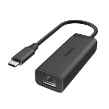 Hama Essential Adaptador de Red - USB-C Macho - Ethernet RJ45 Hembra - Velocidad hasta 2.5Gbit/s - Color Negro