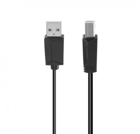 Hama Essential Cable USB - Longitud 3m - USB-A Macho - USB-B Macho - Velocidad hasta 480Mbps - Blindaje Doble - Color Negro
