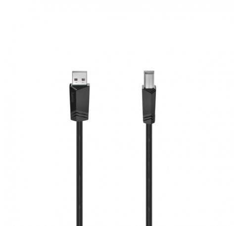 Hama Essential Cable USB - Longitud 5m - USB-A Macho - USB-B Macho - Velocidad hasta 480Mbps - Blindaje Doble - Color Negro