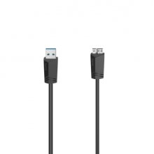 Hama Essential Cable USB - Longitud 1.5m - USB-A Macho - Micro-USB Macho - Velocidad hasta 5Gbps - Blindaje Doble - Color Negro