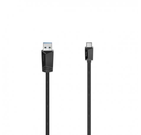 Hama Essential Cable USB - USB-A Macho - USB-C Macho - Longitud 0.75m - Velocidad hasta 5Gbps - Blindaje Doble - Color Negro