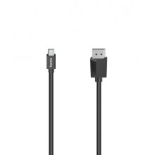 Hama Essential Cable DisplayPort a Mini-DisplayPort - 4K - Longitud 1.5m - Blindaje Doble - Velocidad hasta 21.6Gbps - Color Negro