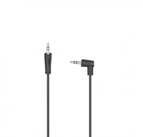 Hama Essential Cable de Audio Acodado 90Âº - Jack 3.5mm Macho - Longitud 1.5m - Color Negro