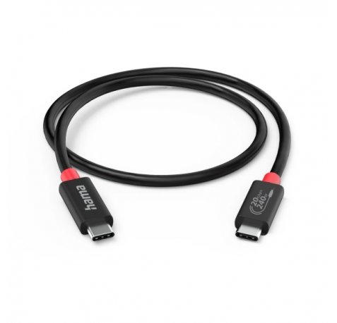 Hama Essential Cable USB-C Macho - Potencia Maxima 240W - Longitud 2m - Velocidad hasta 20Gbps - Blindaje Doble - Color Negro