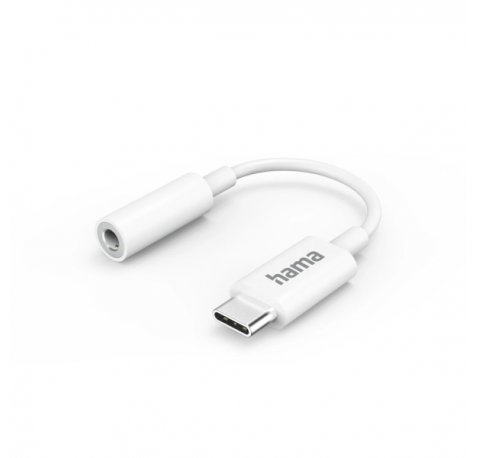 Hama Cable Adaptador de Audio - USB-C Macho - Jack Hembra de 3.5mm - Color Blanco