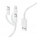 Hama Cable de Carga USB 3 en 1 - Terminales Intercambiables - Longitud 1m- USB-A - USB-C - Micro-USB - Lightning - Velocidad hasta 480Mbps - Niquelado - Color Blanco