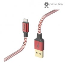 Hama Reflective Cable de Carga - USB-A - Lightning - Longitud 1.5m - Nailon - Velocidad hasta 480Mbps - Chapado en Oro - Color Rojo