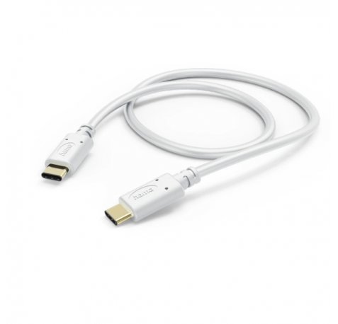 Hama Cable USB-C Macho - Potencia Maxima 60W - Longitud 1.5m - Velocidad hasta 480Mbps - Chapado en Oro - Color Blanco