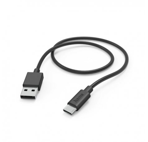 Hama Cable USB - Longitud 1m - USB-A Macho - USB-C Macho - Velocidad hasta 480Mbps - Niquelado - Color Negro