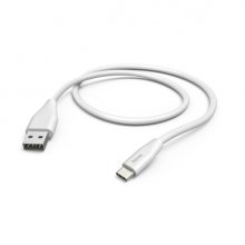 Hama Cable USB - USB-A Macho - USB-C Macho - Longitud 1.5m - Velocidad hasta 480Mbps - Niquelado - Color Blanco