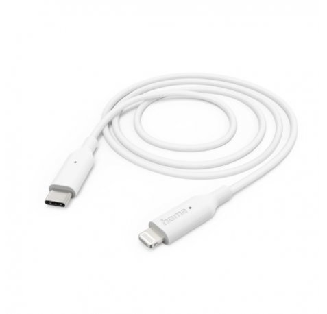 Hama Cable de Carga - USB-C Macho - Lightning - Longitud 1m - Velocidad hasta 480Mbps - Niquelado - Color Blanco