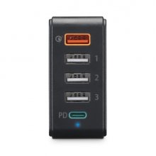 Hama Cargador de Pared - Potencia 51W - Cable 1.2m - Power Delivery - Qualcomm - Indicador LED - 4x USB-A - Color Negro