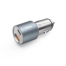 Hama Cargador de Coche 38W - USB-A - USB-C - Pantalla LED - Power Delivery - Qualcomm 3.0 - Color Plata