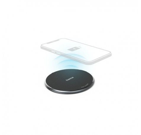 Hama QI-FC10 Cargador Inalambrico - Potencia 10W - USB-C - Indicador LED - Carga Rapida - Color Negro