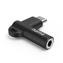 Hama Adaptador Acodado - 90Âº - USB-C Macho - Jack 3.5mm Hembra - Color Negro