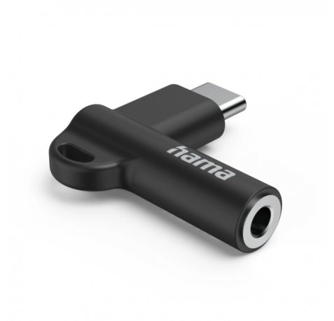 Hama Adaptador Acodado - 90Âº - USB-C Macho - Jack 3.5mm Hembra - Color Negro