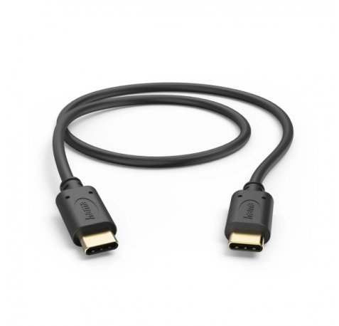 Hama Cable USB-C Macho - Potencia Maxima 60W - Longitud 0.5m - Velocidad hasta 480Mbps - Chapado en Oro - Color Negro