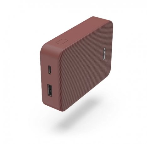Hama Color 10 Bateria Externa Powerbank 10000mAh - Polimero de Litio - USB-C - USB-A - Carga Rapida - Indicador LED de Carga - 2 Conexiones de Salida - 23x92x65mm - Color Rojo