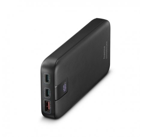 Hama Power Pack Bateria Externa Powerbank 10000mAh - Polimero de Litio - USB-C - USB-A - Power Delivery - Pantalla Digital - Indicador de Carga - 3 Conexiones de Salida - 18x126x70mm - Color Gris