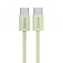 Hama Fabric Cable USB-C Macho - Potencia Maxima 60W - Longitud 1m - Nailon - Velocidad hasta 480Mbps - Blindado - Color Verde Pastel