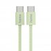 Hama Fabric Cable USB-C Macho - Potencia Maxima 60W - Longitud 1m - Nailon - Velocidad hasta 480Mbps - Blindado - Color Verde Pastel