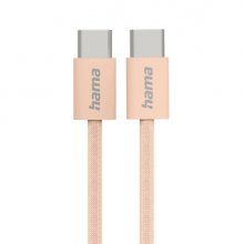 Hama Fabric Cable USB-C Macho - Potencia Maxima 60W - Longitud 1m - Nailon - Velocidad hasta 480Mbps - Blindado - Color Naranja
