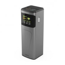 Hama High Power Bateria Externa Powerbank 24000mAh - Potencia 200W - USB-C - USB-A - Power Delivery - Pantalla TFT - Indicador de Carga - 3 Conexiones de Salida - 56.27x160x56.27mm - Color Gris