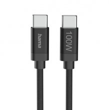 Hama Fabric Cable USB-C Macho - Potencia Maxima 100W - Longitud 3m - Nailon - Velocidad hasta 480Mbps - Blindaje Doble - Color Negro