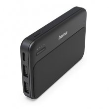 Hama Power Pack Pocket-5 Bateria Externa Powerbank 5000mAh - Polimero de Litio - USB-C - USB-A - Carga Rapida - 2 Conexiones de Salida - Indicador LED de Carga - Color Negro