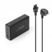 Hama Estacion de Carga USB - Cable 1.5m - 4x USB-C - USB-A - Power Delivery - Qualcomm - GaN - 7.9x12x3.5cm - Color Negro