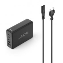 Hama Estacion de Carga USB - 3x USB-C - 2x USB-A - Cable 1.5m - Power Delivery - Qualcomm - GaN - 3.1x10.1x7cm - Color Negro