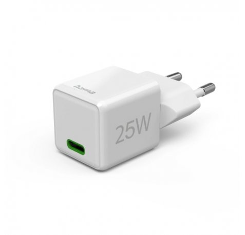 Hama Cargador de Pared - Potencia 25W - USB-C - Power Delivery - Qualcomm - Color Blanco
