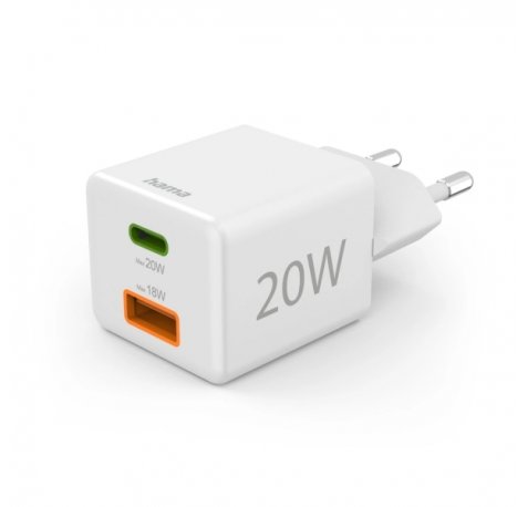 Hama Cargador de Pared - USB-C - USB-A - Power Delivery - Qualcomm - Color Blanco