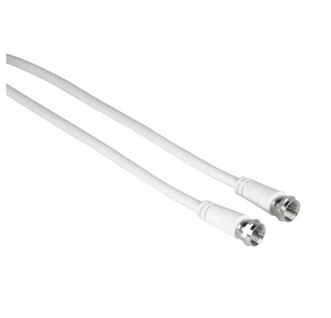 Hama Entry Cable Coaxial de Antena - Longitud 1.5m - Conector F Macho - Doble Blindaje - Apantallamiento 75dB - Impedancia 75Ohm - Color Blanco